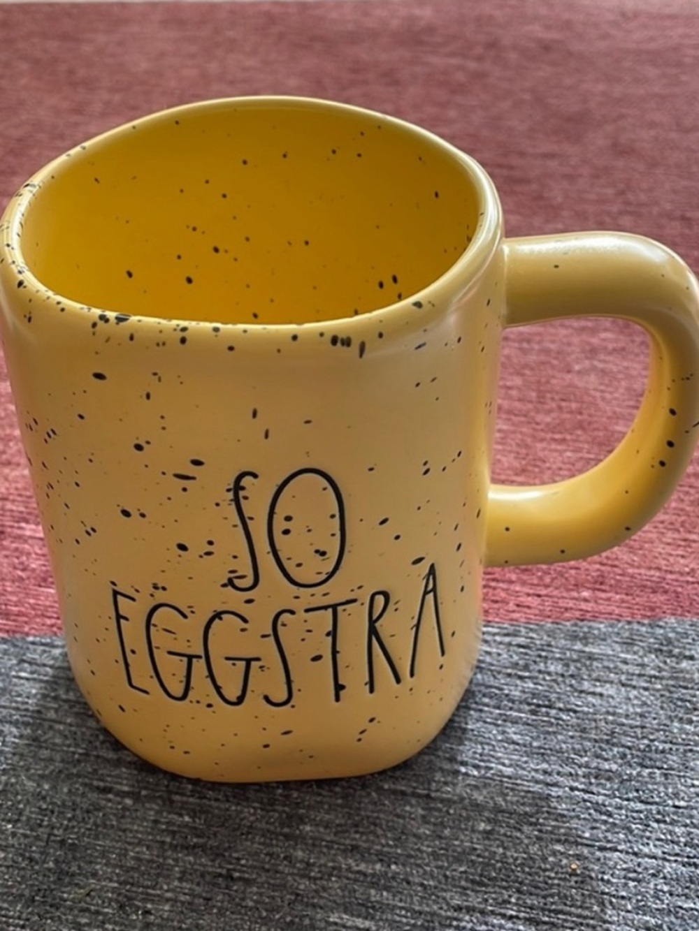 Rae Dunn Yellow 'So Eggstra' Ceramic Mug